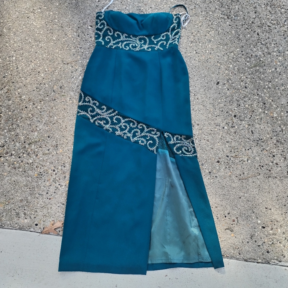 Je Matadi by Sean Mehta Teal Beaded Evening Gown Size XL